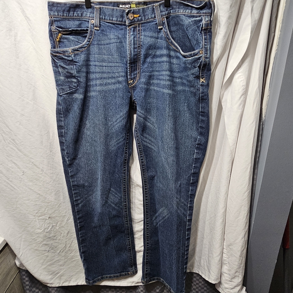 Ariat Rebar M5 Jeans Mens 40x32 Blue Denim M5 Rebar Straight Leg Western Cowboy
